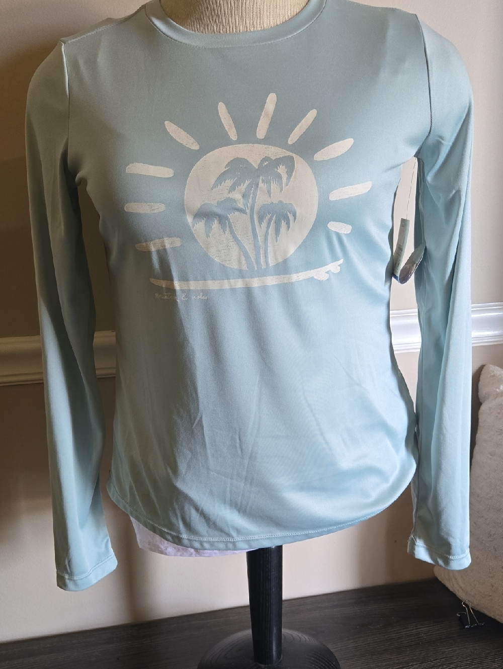 Light Blue Long-Sleeve Palm Graphic Tee